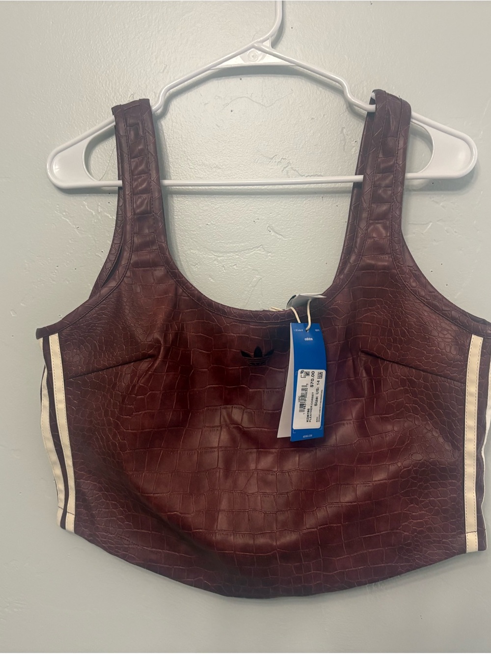 adidas PLEATHER CORSET - Burgundy. crocodile with Signature strips. Runs Small - Picture 2 of 12